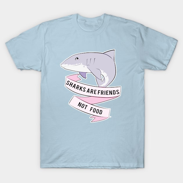 Sharks Are Friends - Not Food T-Shirt by Heliocathus